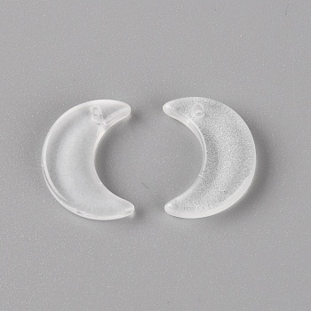 Glass Pendants, DIY Accessories for Jewelry Making, Frosted, Moon, White, 16x11.5x3mm, Hole: 1.2mm