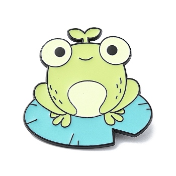 Enamel Pin, Alloy Brooch for Backpack Clothes, Cadmium Free & Lead Free, Frog, Light Green, 30x30.5x1.5mm
