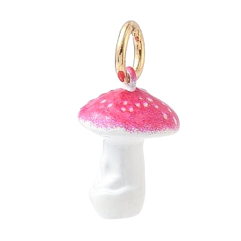 Spray Paint 304 Stainless Steel Pendants, with Jump Ring, Mushroom, 15x10x10mm, Hole: 4mm