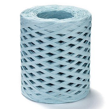 Raffia Ribbon, Packing Paper String, for Gift Wrapping, Party Decor, Craft Weaving, Light Sky Blue, 3~4mm, about 200m/roll