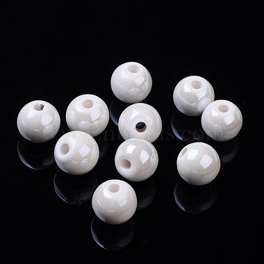 11mm White Round Porcelain Beads