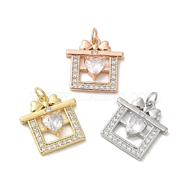 Mixed Color Clear Box Brass+Cubic Zirconia Pendants