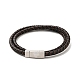 Bracelet en cuir microfibre tressé double boucles avec 304 fermoir magnétique en acier inoxydable pour hommes femmes(BJEW-C021-25P)-1