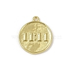 Brass Pendants, Flat Round, Long-Lasting Plated, Cadmium Free & Lead Free, Rack Plating, Real 18K Gold Plated, 18x15x1.5mm, Hole: 1.5mm(KK-M322-13G)