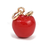 304 Stainless Steel Enamel Pendants, Golden, Apple, 16x12x11.5mm, Jump Ring: 6x1mm, 4mm Inner Diameter(STAS-B125-02A-G)