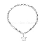 304 Stainless Steel Pendant Necklaces, Star, Non-Tarnish, Stainless Steel Color, 15.75 inch(40cm)(FS-WG3FEE6-02)