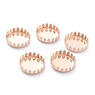 304 Stainless Steel Cabochon Settings, Lace Edge Bezel Cups, Flat Round, Rose Gold, 16x4mm Tray: 15mm(STAS-Y001-06B-RG)