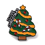 Christmas Tree Enamel Pins, Christmas Theme Alloy Brooches for Backpack Clothes, Orange, 30x25x1mm(JEWB-M043-03C)