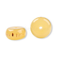 Resin Beads, Imitation Gemstone, Flat Round/Disc, Light Khaki, 16.5~17x8.5~9mm, Hole: 2~2.3mm(RESI-N034-05-I03)