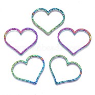 Rack Plating Rainbow Color 304 Stainless Steel Linking Rings, Cadmium Free & Nickel Free & Lead Free, Heart, 22x25x2.5mm(STAS-S119-099)