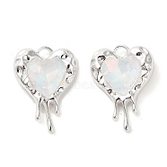 Rack Plating Alloy Rhinestone Pendants, Lead Free & Cadmium Free, Heart, Silver, Clear, 24x13.5x5mm, Hole: 3x2.5mm(PALLOY-D028-08A-S-RS)