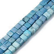 Natural Howlite Beads Strands, Dyed, Cube, Sky Blue, 4x4x4mm, Hole: 1mm, about 103pcs/strand, 15.94 inch(40.5cm)(G-C135-E03-01)