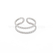 304 Stainless Steel Double Line Open Cuff Ring for Women, Stainless Steel Color, US Size 8(18.1mm)(RJEW-S405-227P)
