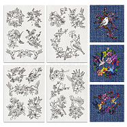 4 Sheets 11.6x8.2 Inch Stick and Stitch Embroidery Patterns, Non-woven Fabrics Water Soluble Embroidery Stabilizers, Flower, 297x210mmm(DIY-WH0455-039)