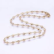 304 Stainless Steel Chain Necklaces, with Lobster Claw Clasps, Ion Plating (IP), Heart, Golden, 17.7  inch~17.9 inch(45~45.5cm)(STAS-P164-10G)