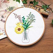 Flower Pattern DIY Embroidery Starter Kits, including Embroidery Fabric & Thread, Needle, Instruction Sheet, Colorful, 290x290mm(DIY-P077-100)