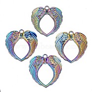 Rainbow Color Alloy Links, Cadmium Free & Nickel Free & Lead Free, Wing, 69x65.5x3mm, Hole: 6.5mm & 3mm(PALLOY-N163-134-NR)