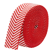 Polycotton Arrow Print Jacquard Ribbons, Twill Tape Ribbon, Herringbone Ribbon, Flat, Red, 1-1/2 inch(38mm), about 5.00 Yards(4.57m)/Strand(SRIB-WH0011-113A)