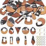 DIY Geometry Earring Making Kit, Including Kite & Rectangle & Horse Eye Resin & Walnut Wood Pendants, Brass Earring Hooks & Jump Rings, Platinum & Golden, 140Pcs/box(DIY-TA0005-36)
