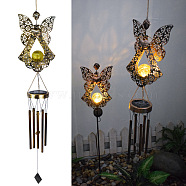 Iron Wind Chime with Solar Lights, for Garden Decorations, Angel & Fairy, 200x100mm(WG52279-06)