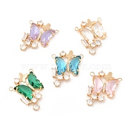 K9 Glass Pendants, with Light Gold Brass Finding, Butterfly Charms, Mixed Color, 28.5x23x4mm, Hole: 2mm(KK-E071-29KCG)