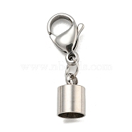 304 Stainless Steel Cord Ends, with Lobster Claw Clasps, Stainless Steel Color, 28mm, Inner Diameter: 6mm(STAS-K273-07B-P)