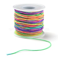 Round Segment Dyed Polyester Elastic Cord, with Spool, Colorful, 1mm, about 54.68 Yards(50m)/Roll(EC-YW0001-01)