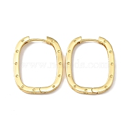 Brass Oval with Polka Dot Hoop Earrings for Woman, Real 18K Gold Plated, 30x24x3mm, Pin: 1mm(EJEW-F314-02C-G)