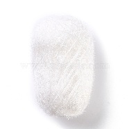 Polyester Crochet Yarn, Sparkling Scrubby Yarn, for Dish Scrubbies, Dishcloth, Decorating Crafts Knitting, White, 10~13x0.5mm, 218.72 yard(200m)/roll(OCOR-G009-01I)
