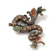 Alloy Rhinestone Brooch, Snake, Colorful, 88.5x77x18.5mm(JEWB-M035-16AG)