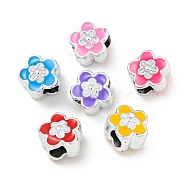 CCB Plastic European Beads, Large Hole Beads, with Enamel, Flower, Mixed Color, 10x10.5x8mm, Hole: 4mm(CCB-A002-04)