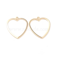 Brass Pendants, Long-Lasting Plated, Heart, Real 24K Gold Plated, 26x22x1mm, Hole: 1.4mm(KK-O139-01G)