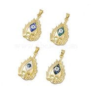 Halloween Natural Shell Pendants, Skull Charms, Dyed, with Rack Plating Golden Tone Brass Findings, Mixed Color, 35x21.5x7mm, Hole: 6x3.5mm(KK-M234-08G)
