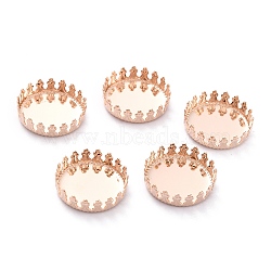 304 Stainless Steel Cabochon Settings, Lace Edge Bezel Cups, Flat Round, Rose Gold, 16x4mm Tray: 15mm(STAS-Y001-06B-RG)