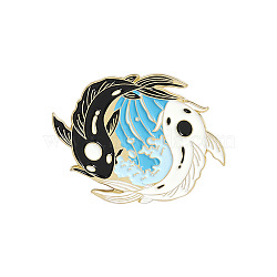 Creative Zinc Alloy Brooches, Enamel Lapel Pin, with Iron Butterfly Clutches or Rubber Clutches, Fish, Golden, Colorful, 28x30mm, Pin: 1mm(JEWB-S010-008)