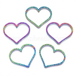 Rack Plating Rainbow Color 304 Stainless Steel Linking Rings, Cadmium Free & Nickel Free & Lead Free, Heart, 22x25x2.5mm(STAS-S119-099)