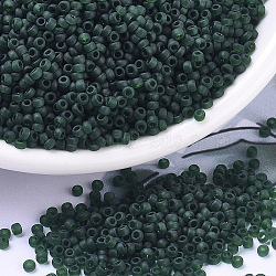 MIYUKI Round Rocailles Beads, Japanese Seed Beads, 11/0, (RR156F) Matte Transparent Dark Emerald, 2x1.3mm, Hole: 0.8mm, about 1111pcs/10g(X-SEED-G007-RR0156F)