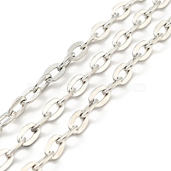 Iron Cable Chains, Unwelded, with Spool, Platinum, 9.5x5.5x1mm(CH-E014-02P)