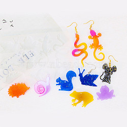 Squirrel/Rat/Snail DIY Pendant Silhouette Silicone Molds, Resin Casting Molds, for UV Resin, Epoxy Resin Craft Making, 91x130x4mm, Hole: 1.8mm, Inner Diameter: 24~62x24.5~42mm(SIL-F010-06)