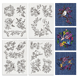 4 Sheets 11.6x8.2 Inch Stick and Stitch Embroidery Patterns, Non-woven Fabrics Water Soluble Embroidery Stabilizers, Flower, 297x210mmm(DIY-WH0455-039)