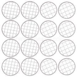 16Pcs 2 Style Tinplate Frog Lid Insert with Square Grids, Flower Arranging Supplies, Platinum, 68.5~84x1.5~2mm, 8pcs/style(FIND-GF0004-87)