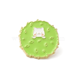 Alloy Brooches, Enamel Pins, for Backpack Cloth, Cat Theme, Round, 25x1.5mm(JEWB-D014-07LG-05)