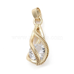 Brass Pendants, with Glass, Long-Lasting Plated, Teardrop Charm, Golden, 24x10.5mm, Hole: 3x2.5mm(KK-M275-56G)