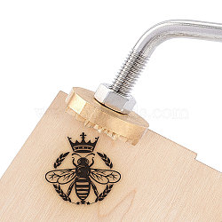 Stamping Embossing Soldering Brass with Stamp, Bent Head, for Cake/Wood/Leather, Bees Pattern, 26.1x3.7x2.5cm(AJEW-WH0123-006-W)