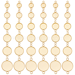48Pcs 6 Style 304 Stainless Steel Cabochon Connector Settings, Plain Edge Bezel Cups, Flat Round Links, Real 18K Gold Plated, Tray: 10~20mm, 17.5~31.5x10~22x2mm, Hole: 2~3mm, 8pcs/style(STAS-BBC0002-61)