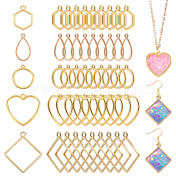 100Pcs 5 Styles Alloy Pendants, Golden, 20~31.5x11~28x1.5~3mm, 20pcs/style(FIND-GA0006-61)
