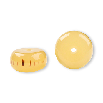 Resin Beads, Imitation Gemstone, Flat Round/Disc, Light Khaki, 16.5~17x8.5~9mm, Hole: 2~2.3mm