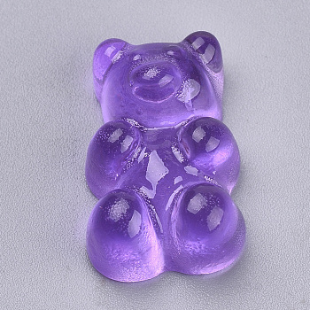 Resin Cabochons, Bear, Blue Violet, 17x12x7mm