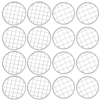 16Pcs 2 Style Tinplate Frog Lid Insert with Square Grids, Flower Arranging Supplies, Platinum, 68.5~84x1.5~2mm, 8pcs/style