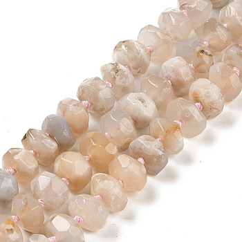 Natural Cherry Blossom Agate Beads Strands, Flat Round, 15x10x9.5mm, Hole: 2mm, about 36pcs/strand, 16.93''(43cm)
